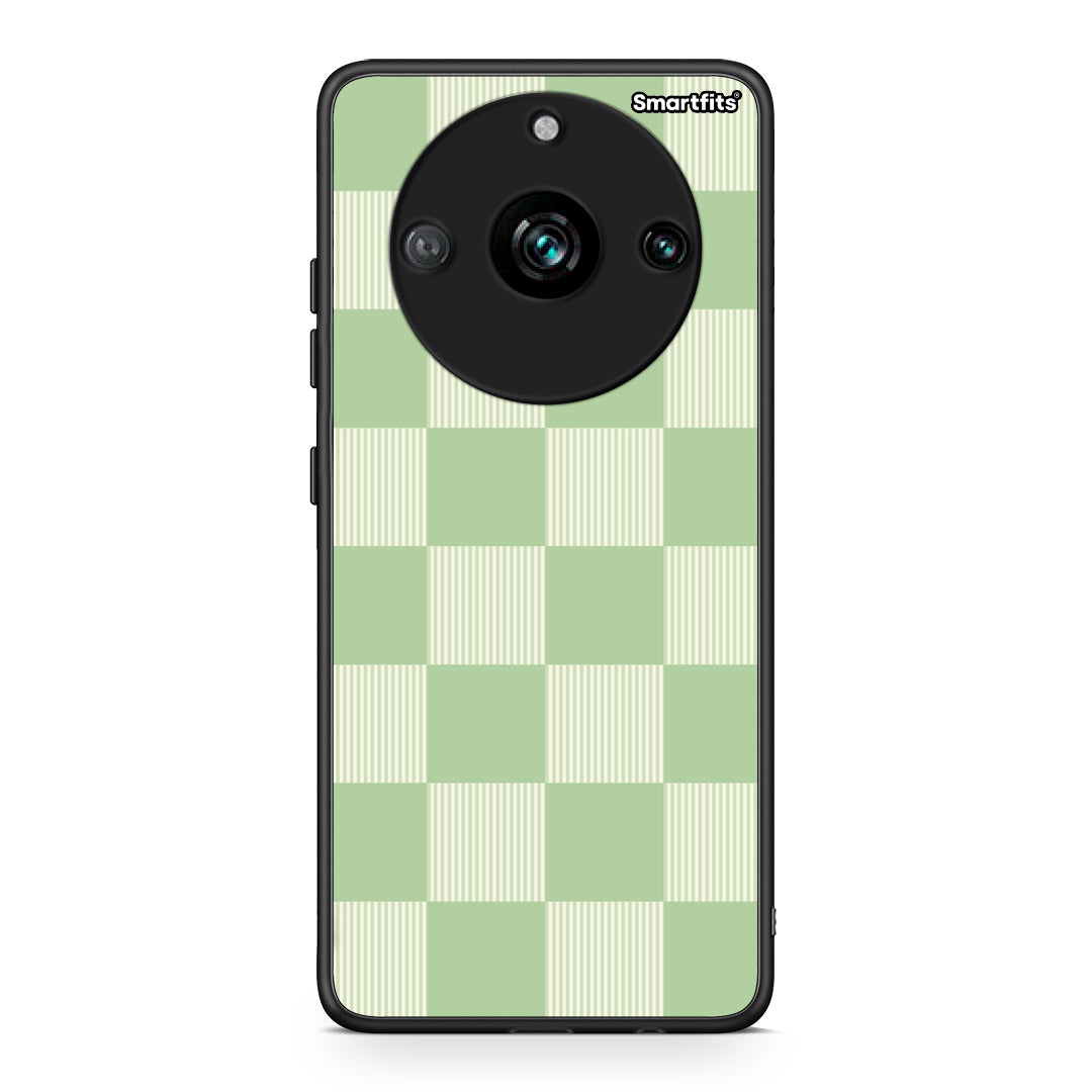 Θήκη Realme 11 Pro Sage and Cream Striped Checks από τη Smartfits με σχέδιο στο πίσω μέρος και μαύρο περίβλημα | Realme 11 Pro Sage and Cream Striped Checks case with colorful back and black bezels