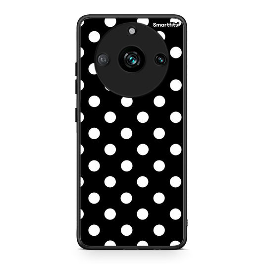 Θήκη Realme 11 Pro White Polka Dots on Black από τη Smartfits με σχέδιο στο πίσω μέρος και μαύρο περίβλημα | Realme 11 Pro White Polka Dots on Black case with colorful back and black bezels