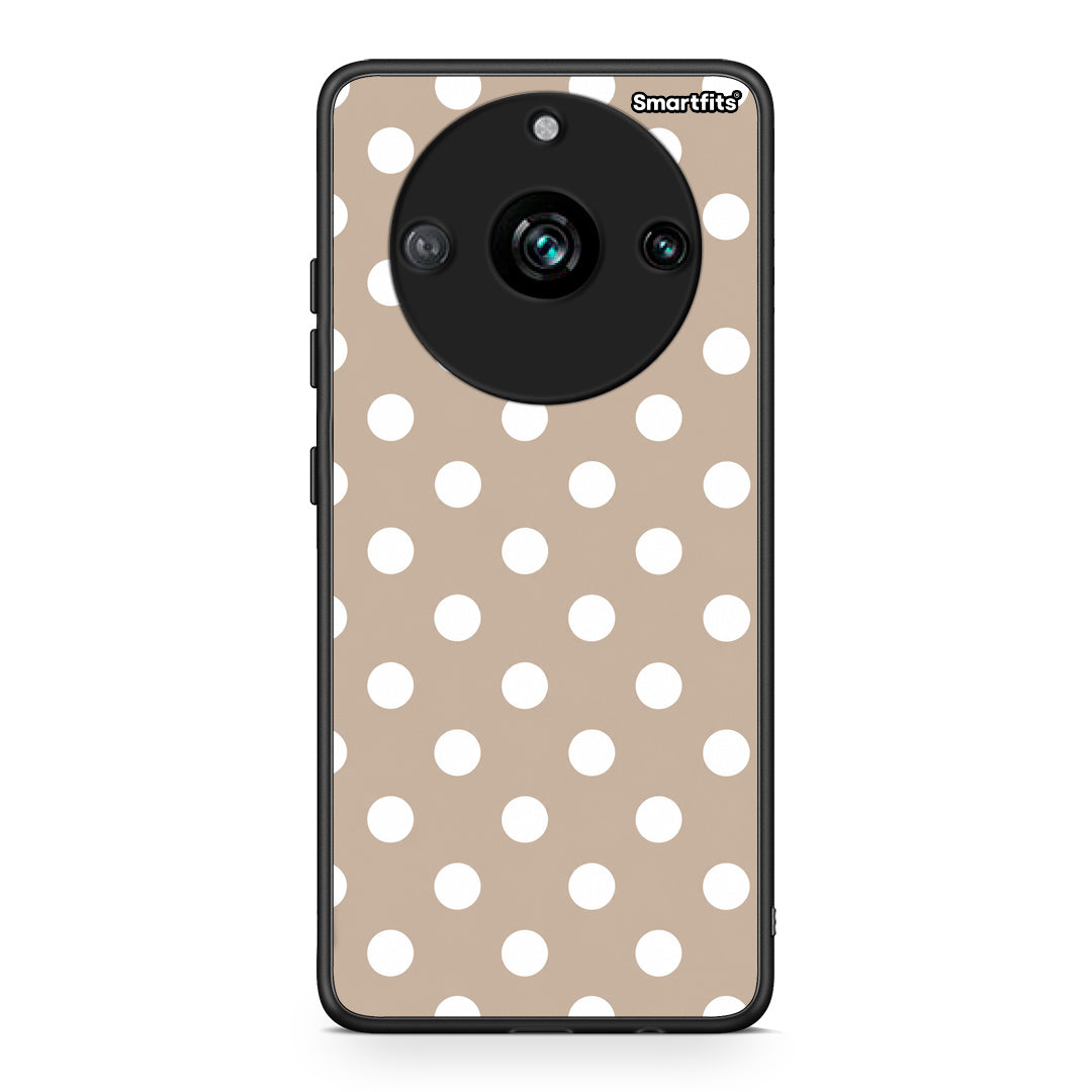 Θήκη Realme 11 Pro White Polka Dots on Taupe από τη Smartfits με σχέδιο στο πίσω μέρος και μαύρο περίβλημα | Realme 11 Pro White Polka Dots on Taupe case with colorful back and black bezels