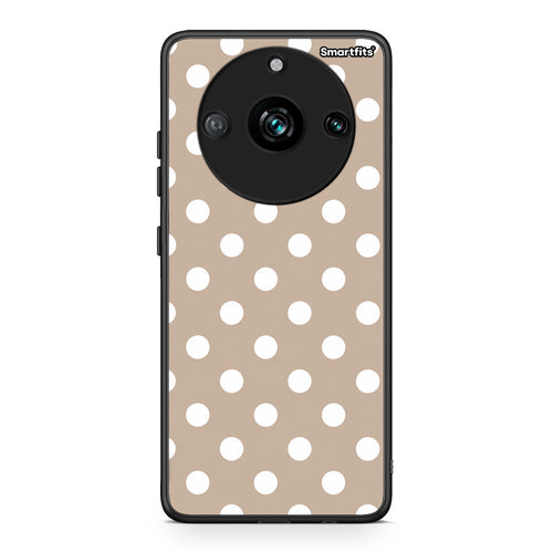 Θήκη Realme 11 Pro White Polka Dots on Taupe από τη Smartfits με σχέδιο στο πίσω μέρος και μαύρο περίβλημα | Realme 11 Pro White Polka Dots on Taupe case with colorful back and black bezels