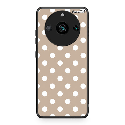 Θήκη Realme 11 Pro White Polka Dots on Taupe από τη Smartfits με σχέδιο στο πίσω μέρος και μαύρο περίβλημα | Realme 11 Pro White Polka Dots on Taupe case with colorful back and black bezels