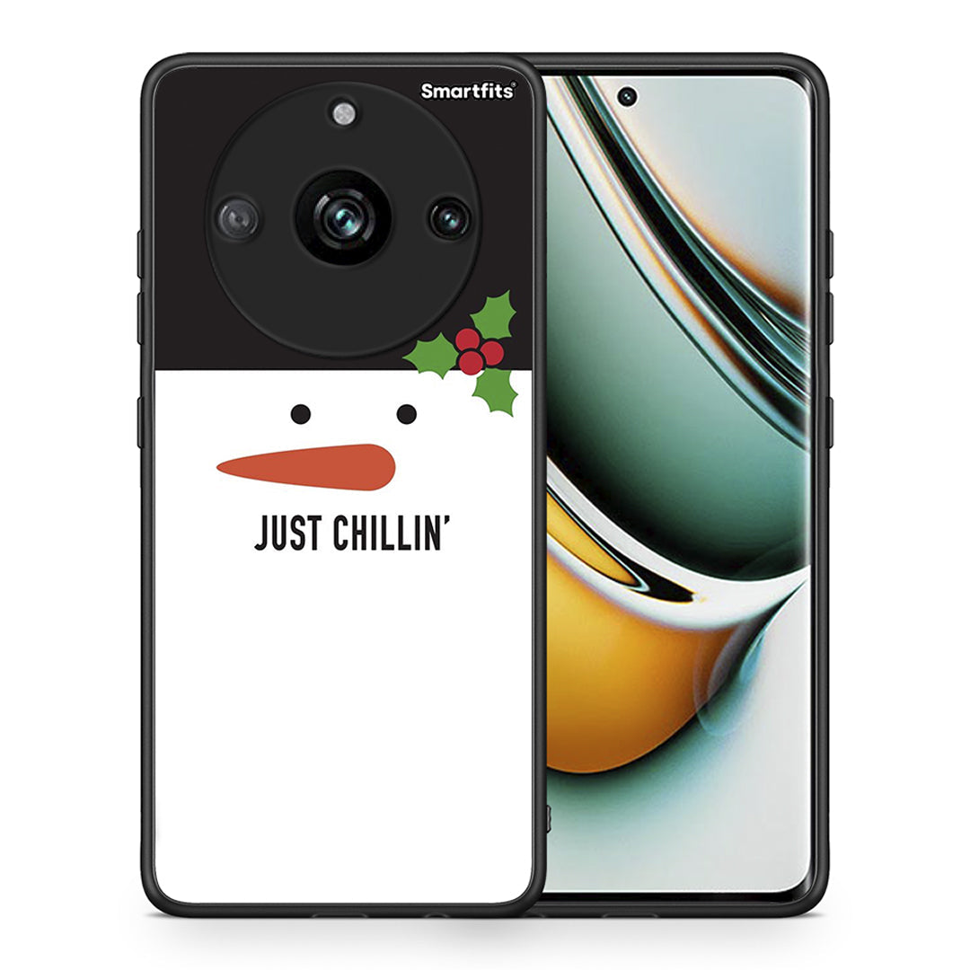 Θήκη Realme 11 Pro+ Christmas Chillin από τη Smartfits με σχέδιο στο πίσω μέρος και μαύρο περίβλημα | Realme 11 Pro+ Christmas Chillin case with colorful back and black bezels