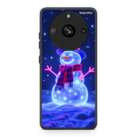 Thumbnail for Realme 11 Pro Christmas Neon Snowman θήκη από τη Smartfits με σχέδιο στο πίσω μέρος και μαύρο περίβλημα | Smartphone case with colorful back and black bezels by Smartfits