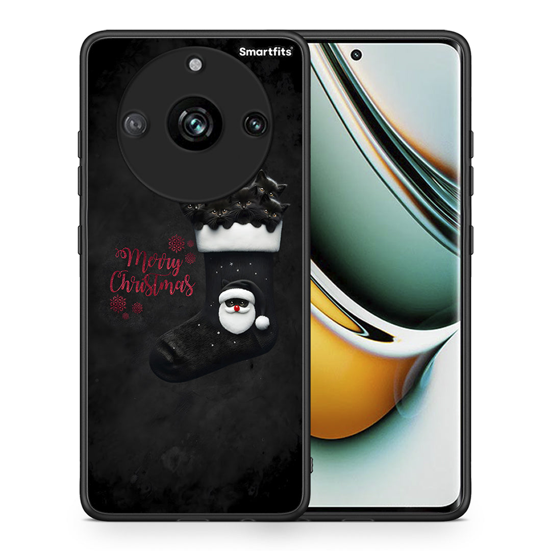 Θήκη Realme 11 Pro Merry Cat Christmas από τη Smartfits με σχέδιο στο πίσω μέρος και μαύρο περίβλημα | Realme 11 Pro Merry Cat Christmas case with colorful back and black bezels