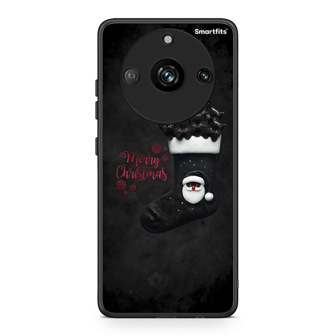 Realme 11 Pro Merry Cat Christmas θήκη από τη Smartfits με σχέδιο στο πίσω μέρος και μαύρο περίβλημα | Smartphone case with colorful back and black bezels by Smartfits