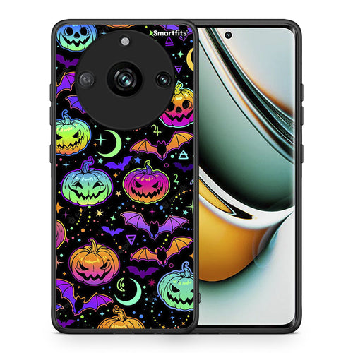 Θήκη Realme 11 Pro Neon Halloween από τη Smartfits με σχέδιο στο πίσω μέρος και μαύρο περίβλημα | Realme 11 Pro Neon Halloween case with colorful back and black bezels