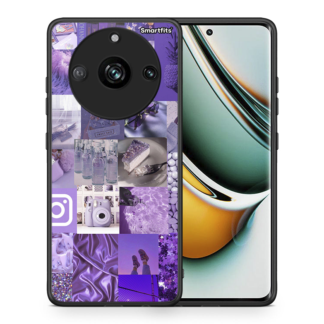 Θήκη Realme 11 Pro Purple Aesthetic Collage από τη Smartfits με σχέδιο στο πίσω μέρος και μαύρο περίβλημα | Realme 11 Pro Purple Aesthetic Collage case with colorful back and black bezels