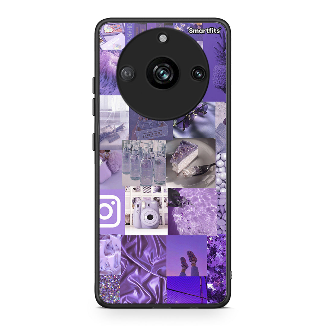 Realme 11 Pro Purple Aesthetic Collage θήκη από τη Smartfits με σχέδιο στο πίσω μέρος και μαύρο περίβλημα | Smartphone case with colorful back and black bezels by Smartfits