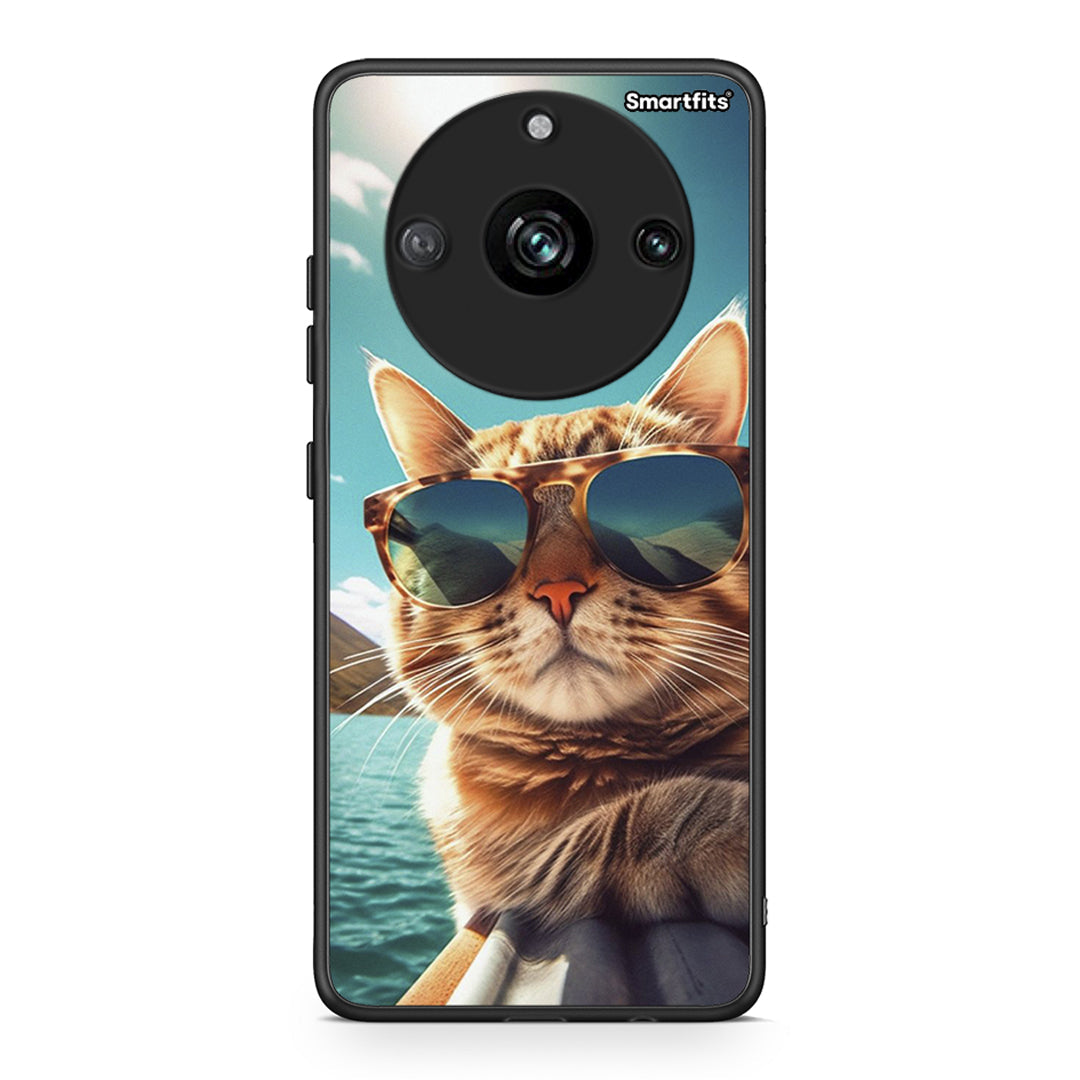 Realme 11 Pro+ Summer Cat θήκη από τη Smartfits με σχέδιο στο πίσω μέρος και μαύρο περίβλημα | Smartphone case with colorful back and black bezels by Smartfits