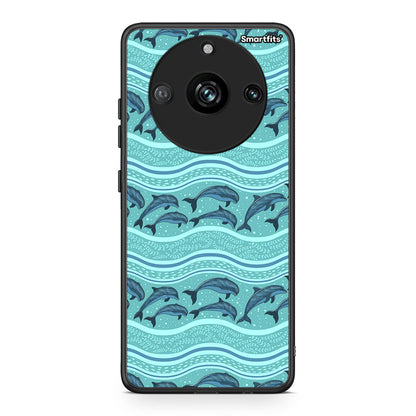 Realme 11 Pro+ Swimming Dolphins θήκη από τη Smartfits με σχέδιο στο πίσω μέρος και μαύρο περίβλημα | Smartphone case with colorful back and black bezels by Smartfits