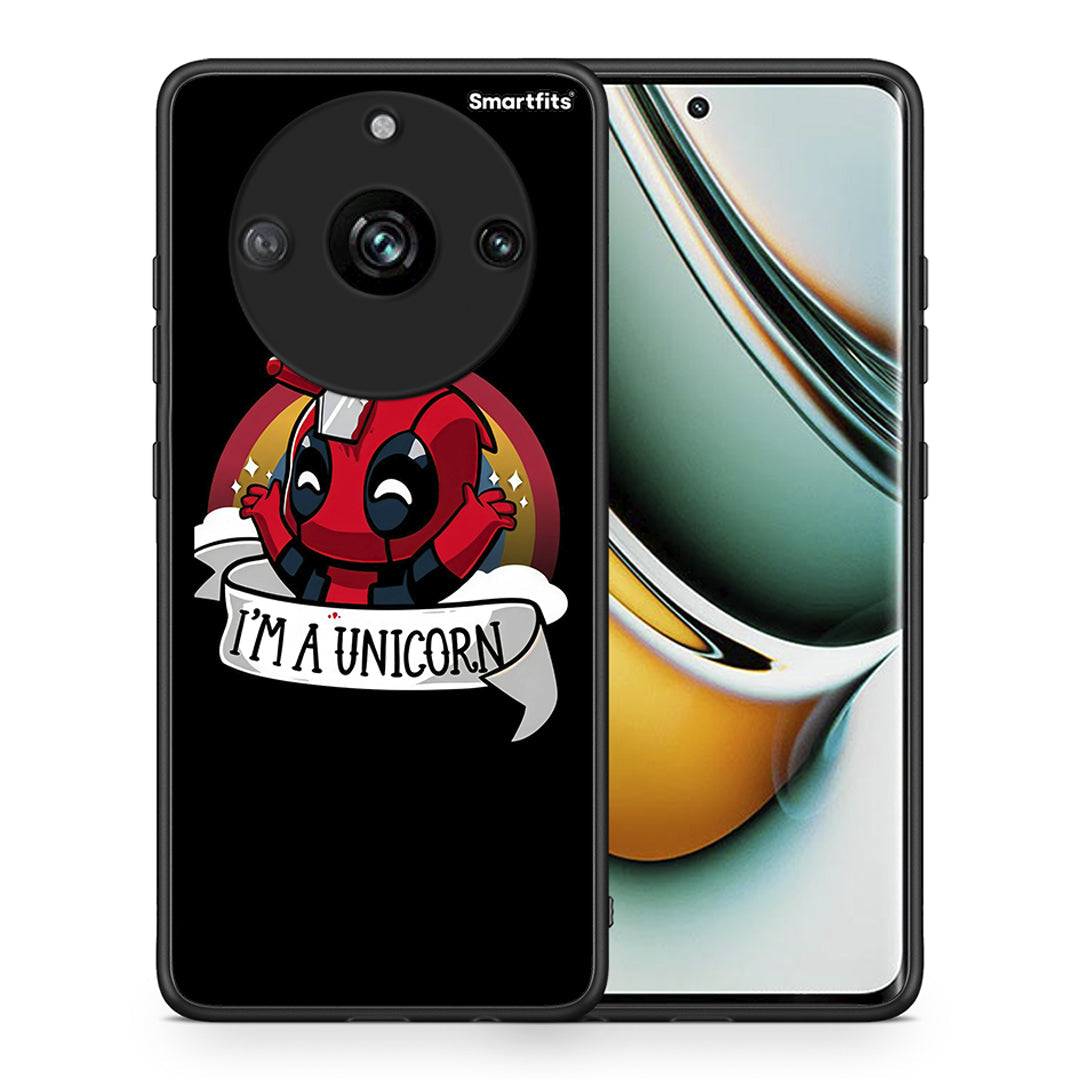 Θήκη Realme 11 Pro+ Unicorn Deadpool από τη Smartfits με σχέδιο στο πίσω μέρος και μαύρο περίβλημα | Realme 11 Pro+ Unicorn Deadpool case with colorful back and black bezels