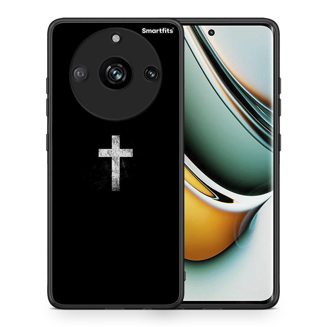 Θήκη Realme 11 Pro+ White Cross από τη Smartfits με σχέδιο στο πίσω μέρος και μαύρο περίβλημα | Realme 11 Pro+ White Cross case with colorful back and black bezels