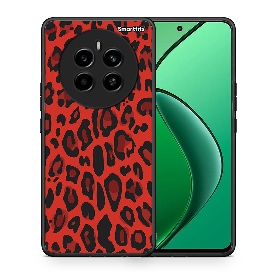 Θήκη Realme 12 4G / 12+ / 13 4G Red Leopard Animal από τη Smartfits με σχέδιο στο πίσω μέρος και μαύρο περίβλημα | Realme 12 4G / 12+ / 13 4G Red Leopard Animal case with colorful back and black bezels