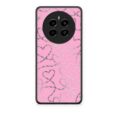 Θήκη Realme 12 4G / 12+ / 13 4G Barbed Wire Hearts on Pink από τη Smartfits με σχέδιο στο πίσω μέρος και μαύρο περίβλημα | Realme 12 4G / 12+ / 13 4G Barbed Wire Hearts on Pink case with colorful back and black bezels