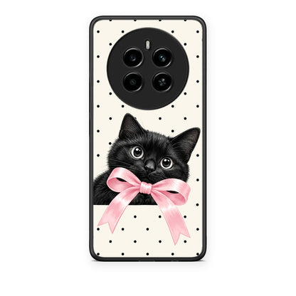 Θήκη Realme 12 4G / 12+ / 13 4G Black Kitten Pink Bow and Polka Dots από τη Smartfits με σχέδιο στο πίσω μέρος και μαύρο περίβλημα | Realme 12 4G / 12+ / 13 4G Black Kitten Pink Bow and Polka Dots case with colorful back and black bezels