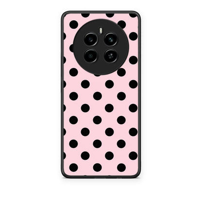 Θήκη Realme 12 4G / 12+ / 13 4G Black Polka Dots on Pink από τη Smartfits με σχέδιο στο πίσω μέρος και μαύρο περίβλημα | Realme 12 4G / 12+ / 13 4G Black Polka Dots on Pink case with colorful back and black bezels