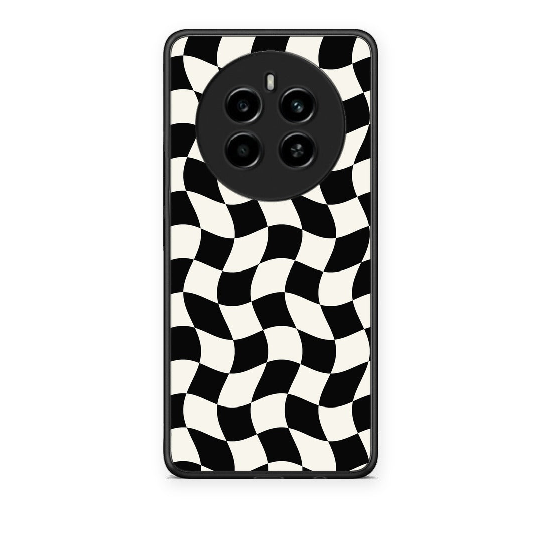 Θήκη Realme 12 4G / 12+ / 13 4G Black and Cream Wavy Checkerboard από τη Smartfits με σχέδιο στο πίσω μέρος και μαύρο περίβλημα | Realme 12 4G / 12+ / 13 4G Black and Cream Wavy Checkerboard case with colorful back and black bezels