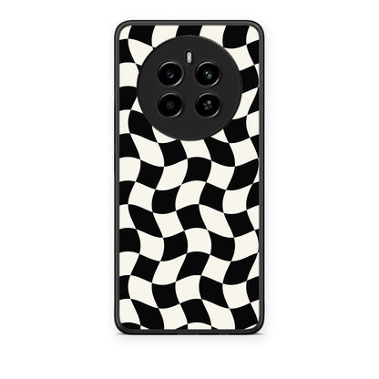 Θήκη Realme 12 4G / 12+ / 13 4G Black and Cream Wavy Checkerboard από τη Smartfits με σχέδιο στο πίσω μέρος και μαύρο περίβλημα | Realme 12 4G / 12+ / 13 4G Black and Cream Wavy Checkerboard case with colorful back and black bezels