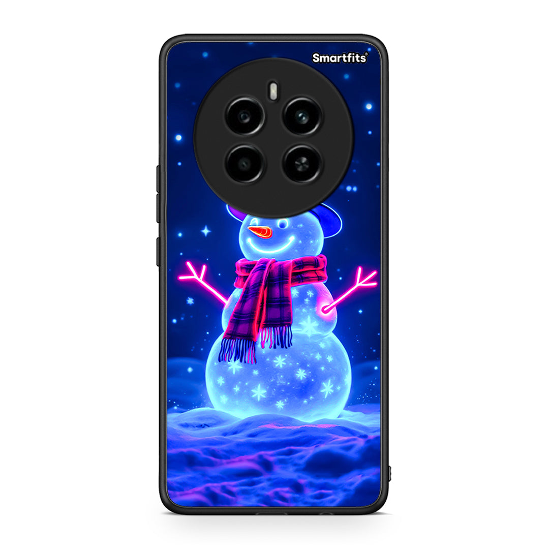 Realme 12 4G / 12+ / 13 4G Christmas Neon Snowman θήκη από τη Smartfits με σχέδιο στο πίσω μέρος και μαύρο περίβλημα | Smartphone case with colorful back and black bezels by Smartfits