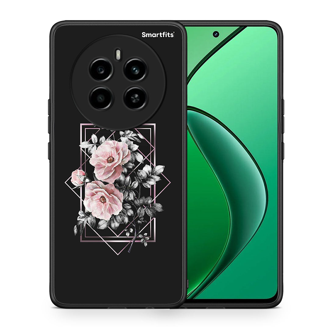 Θήκη Realme 12 4G / 12+ / 13 4G Frame Flower από τη Smartfits με σχέδιο στο πίσω μέρος και μαύρο περίβλημα | Realme 12 4G / 12+ / 13 4G Frame Flower case with colorful back and black bezels
