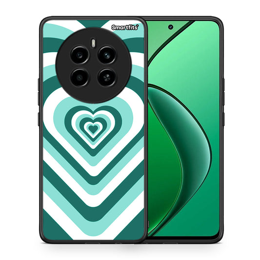 Θήκη Realme 12 4G / 12+ / 13 4G Green Hearts από τη Smartfits με σχέδιο στο πίσω μέρος και μαύρο περίβλημα | Realme 12 4G / 12+ / 13 4G Green Hearts case with colorful back and black bezels