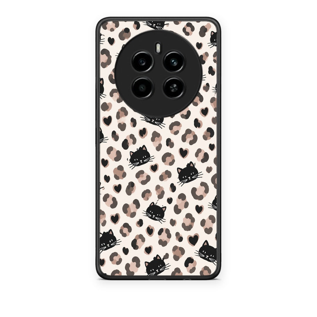 Θήκη Realme 12 4G / 12+ / 13 4G Leopard Spots and Black Cats on Cream από τη Smartfits με σχέδιο στο πίσω μέρος και μαύρο περίβλημα | Realme 12 4G / 12+ / 13 4G Leopard Spots and Black Cats on Cream case with colorful back and black bezels