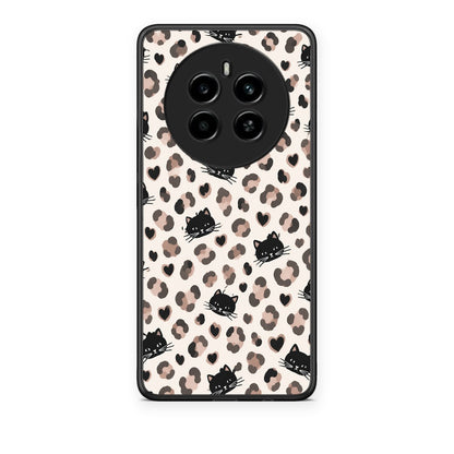 Θήκη Realme 12 4G / 12+ / 13 4G Leopard Spots and Black Cats on Cream από τη Smartfits με σχέδιο στο πίσω μέρος και μαύρο περίβλημα | Realme 12 4G / 12+ / 13 4G Leopard Spots and Black Cats on Cream case with colorful back and black bezels