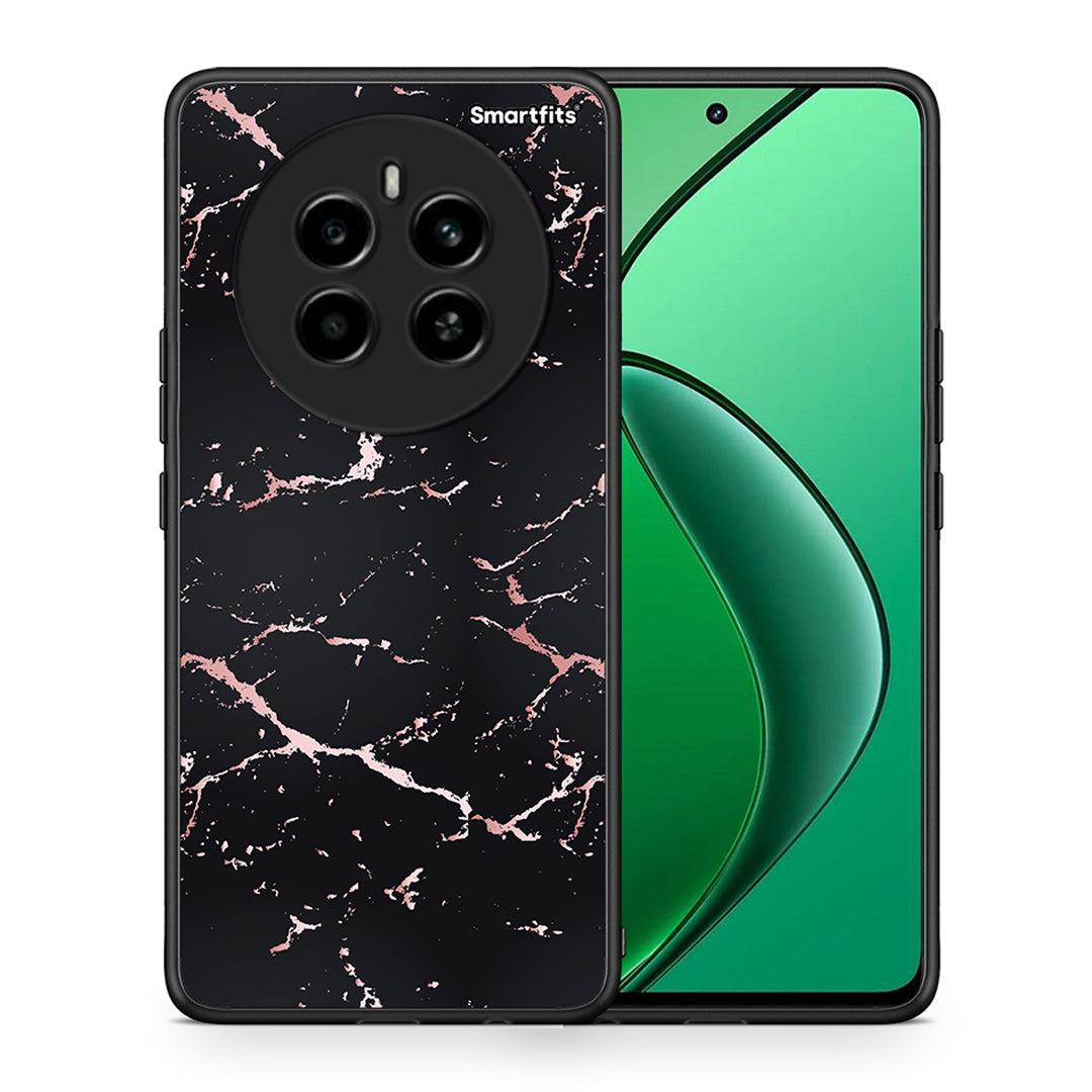 Θήκη Realme 12 4G / 12+ / 13 4G Black Rosegold Marble από τη Smartfits με σχέδιο στο πίσω μέρος και μαύρο περίβλημα | Realme 12 4G / 12+ / 13 4G Black Rosegold Marble case with colorful back and black bezels