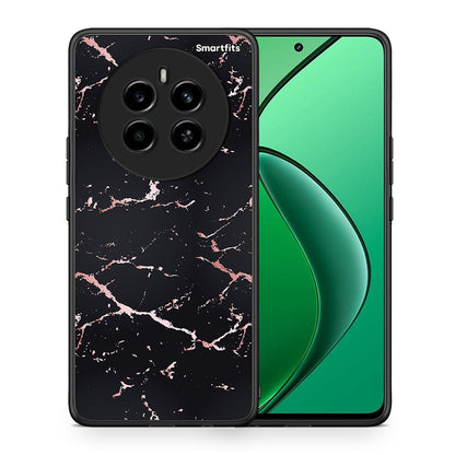 Θήκη Realme 12 4G / 12+ / 13 4G Black Rosegold Marble από τη Smartfits με σχέδιο στο πίσω μέρος και μαύρο περίβλημα | Realme 12 4G / 12+ / 13 4G Black Rosegold Marble case with colorful back and black bezels
