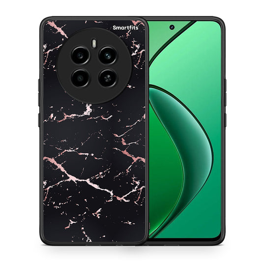 Θήκη Realme 12 4G / 12+ / 13 4G Black Rosegold Marble από τη Smartfits με σχέδιο στο πίσω μέρος και μαύρο περίβλημα | Realme 12 4G / 12+ / 13 4G Black Rosegold Marble case with colorful back and black bezels