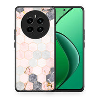 Thumbnail for Θήκη Realme 12 4G / 12+ / 13 4G Hexagon Pink Marble από τη Smartfits με σχέδιο στο πίσω μέρος και μαύρο περίβλημα | Realme 12 4G / 12+ / 13 4G Hexagon Pink Marble case with colorful back and black bezels