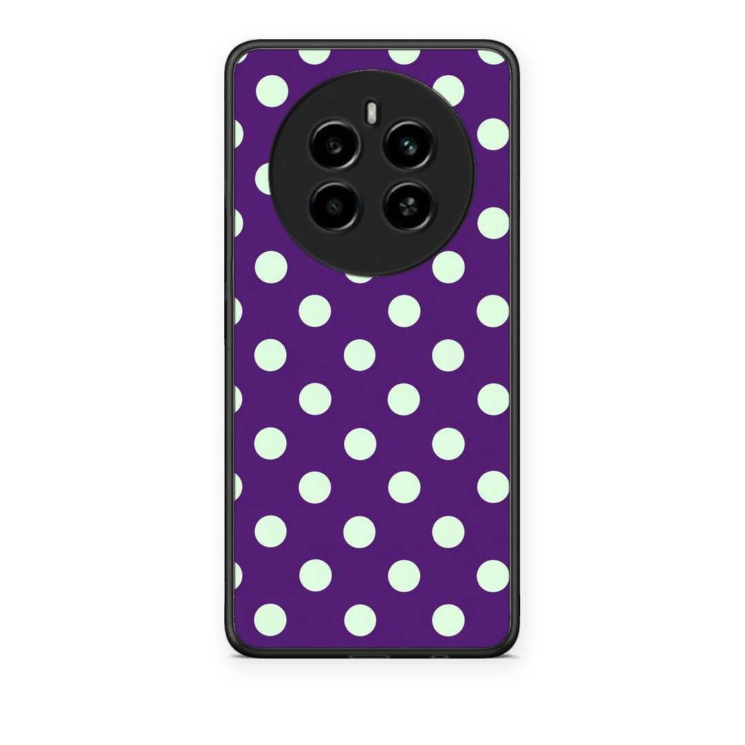 Θήκη Realme 12 4G / 12+ / 13 4G Mint Polka Dots on Purple από τη Smartfits με σχέδιο στο πίσω μέρος και μαύρο περίβλημα | Realme 12 4G / 12+ / 13 4G Mint Polka Dots on Purple case with colorful back and black bezels