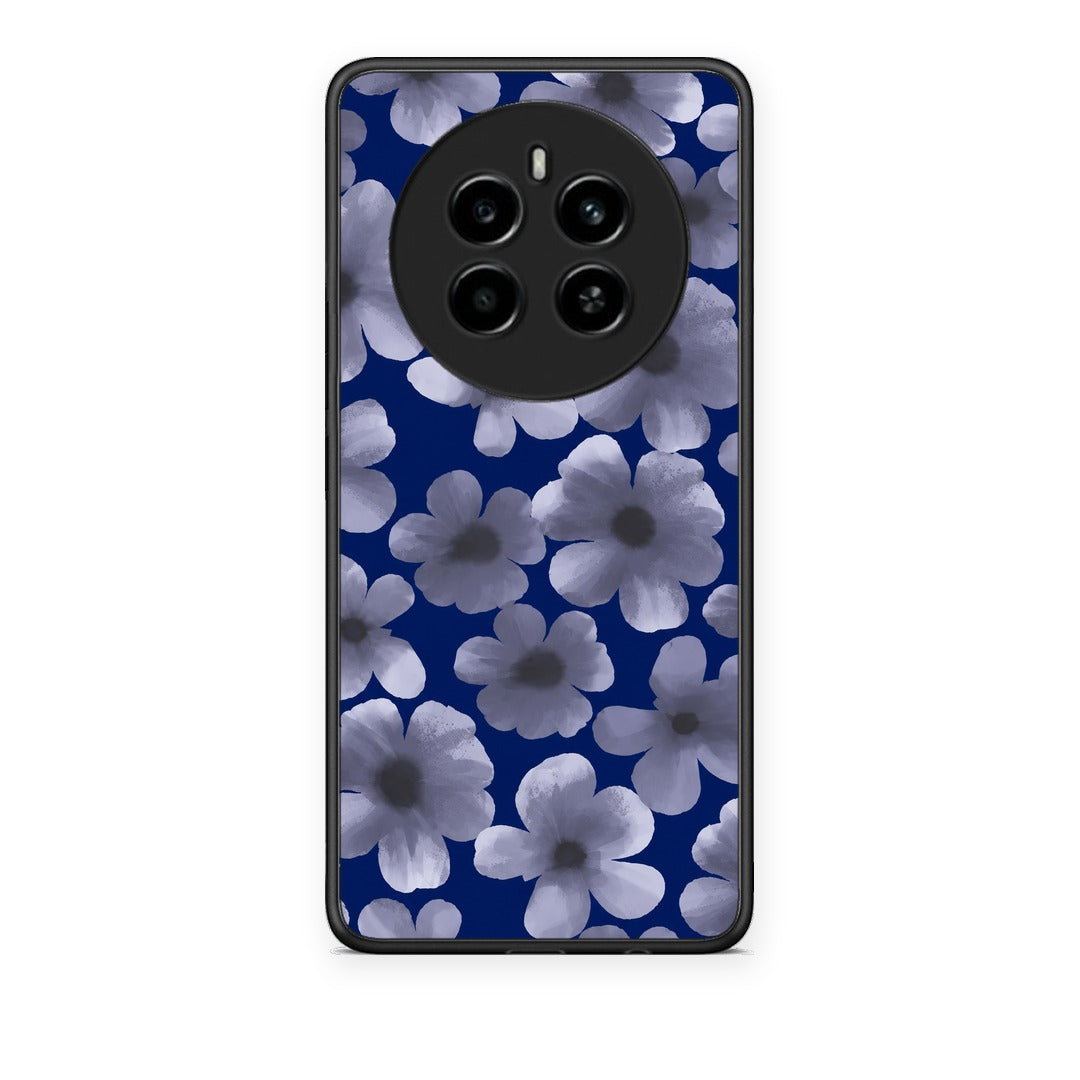 Θήκη Realme 12 4G / 12+ / 13 4G Pale Blue Flowers on Navy από τη Smartfits με σχέδιο στο πίσω μέρος και μαύρο περίβλημα | Realme 12 4G / 12+ / 13 4G Pale Blue Flowers on Navy case with colorful back and black bezels