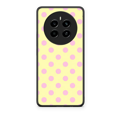 Θήκη Realme 12 4G / 12+ / 13 4G Pink Polka Dots on Yellow από τη Smartfits με σχέδιο στο πίσω μέρος και μαύρο περίβλημα | Realme 12 4G / 12+ / 13 4G Pink Polka Dots on Yellow case with colorful back and black bezels