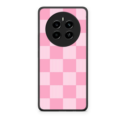 Θήκη Realme 12 4G / 12+ / 13 4G Pink and White Striped Checks από τη Smartfits με σχέδιο στο πίσω μέρος και μαύρο περίβλημα | Realme 12 4G / 12+ / 13 4G Pink and White Striped Checks case with colorful back and black bezels