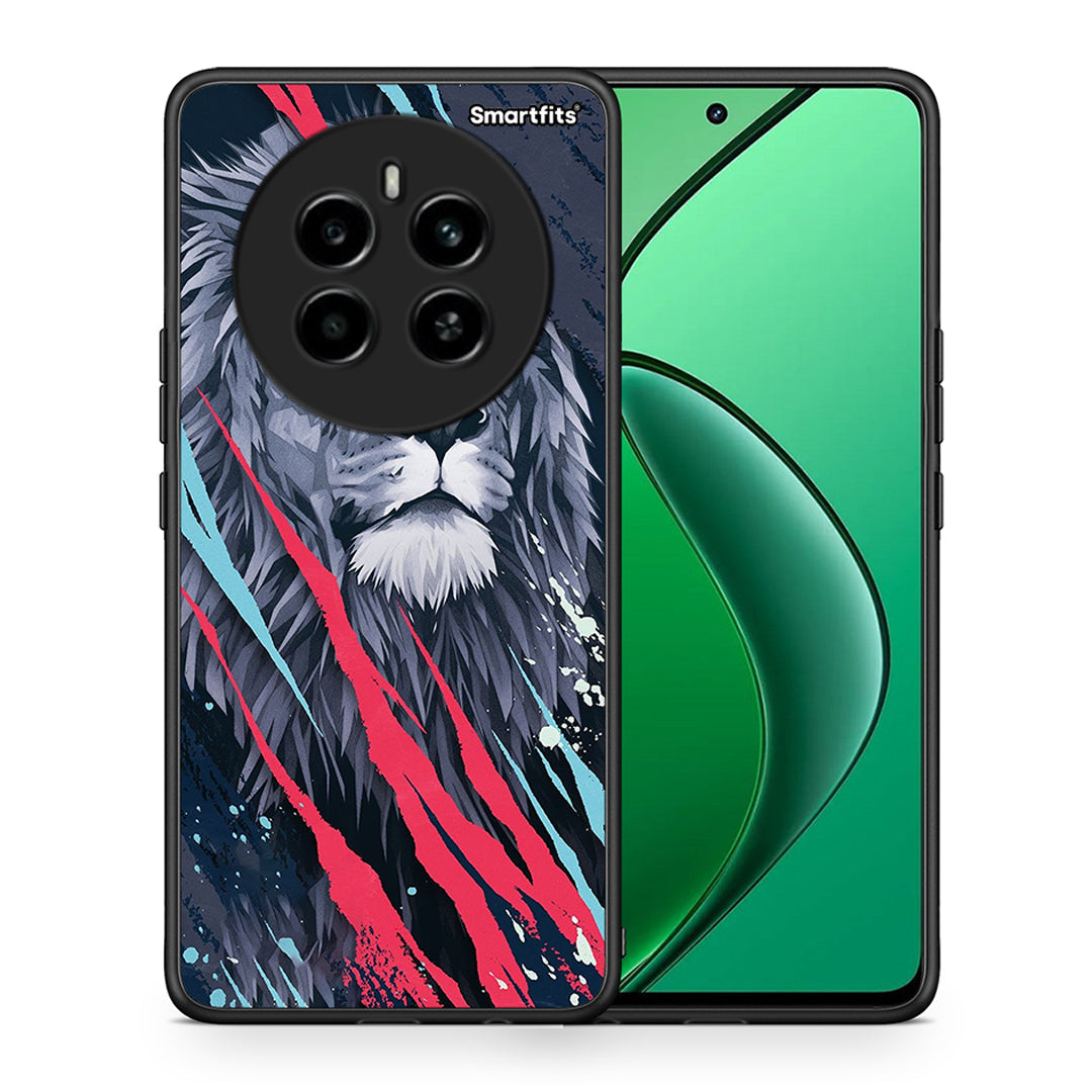 Θήκη Realme 12 4G / 12+ / 13 4G Lion Designer PopArt από τη Smartfits με σχέδιο στο πίσω μέρος και μαύρο περίβλημα | Realme 12 4G / 12+ / 13 4G Lion Designer PopArt case with colorful back and black bezels