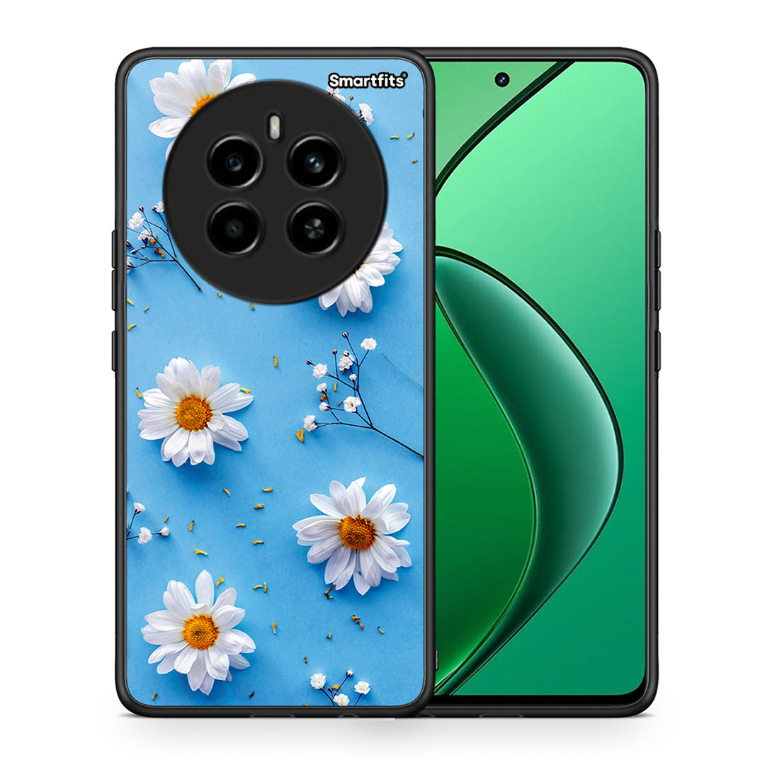 Θήκη Realme 12 4G / 12+ / 13 4G Real Daisies από τη Smartfits με σχέδιο στο πίσω μέρος και μαύρο περίβλημα | Realme 12 4G / 12+ / 13 4G Real Daisies case with colorful back and black bezels