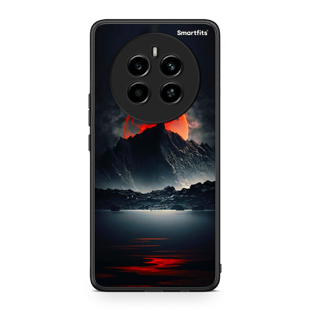 Realme 12 4G / 12+ / 13 4G Red Full Moon θήκη από τη Smartfits με σχέδιο στο πίσω μέρος και μαύρο περίβλημα | Smartphone case with colorful back and black bezels by Smartfits