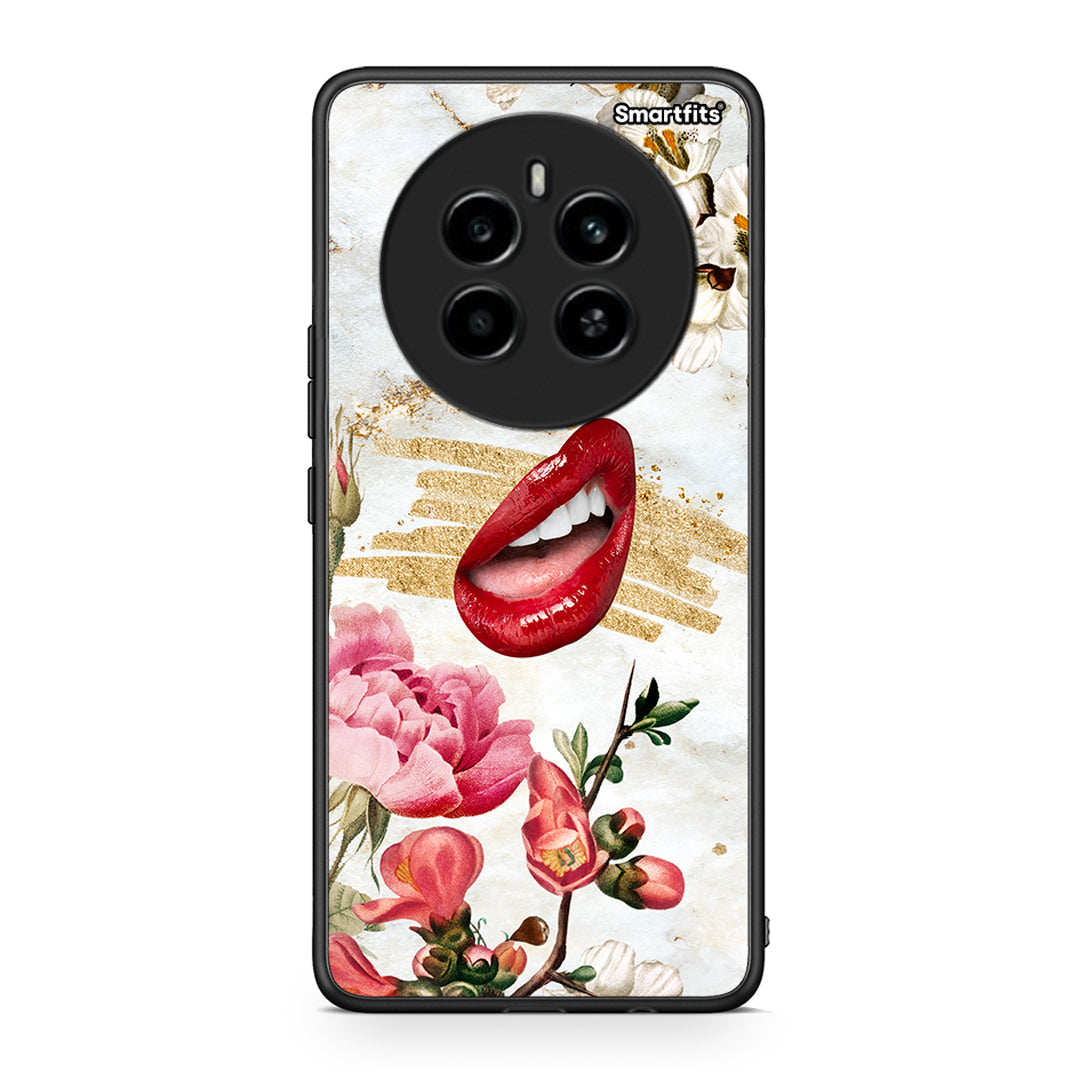 Realme 12 4G / 12+ / 13 4G Red Lips θήκη από τη Smartfits με σχέδιο στο πίσω μέρος και μαύρο περίβλημα | Smartphone case with colorful back and black bezels by Smartfits