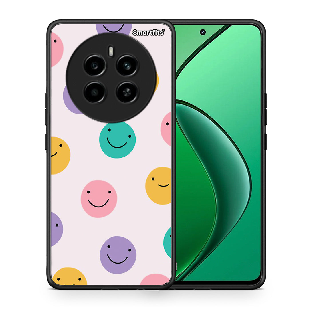 Θήκη Realme 12 4G / 12+ / 13 4G Smiley Faces από τη Smartfits με σχέδιο στο πίσω μέρος και μαύρο περίβλημα | Realme 12 4G / 12+ / 13 4G Smiley Faces case with colorful back and black bezels