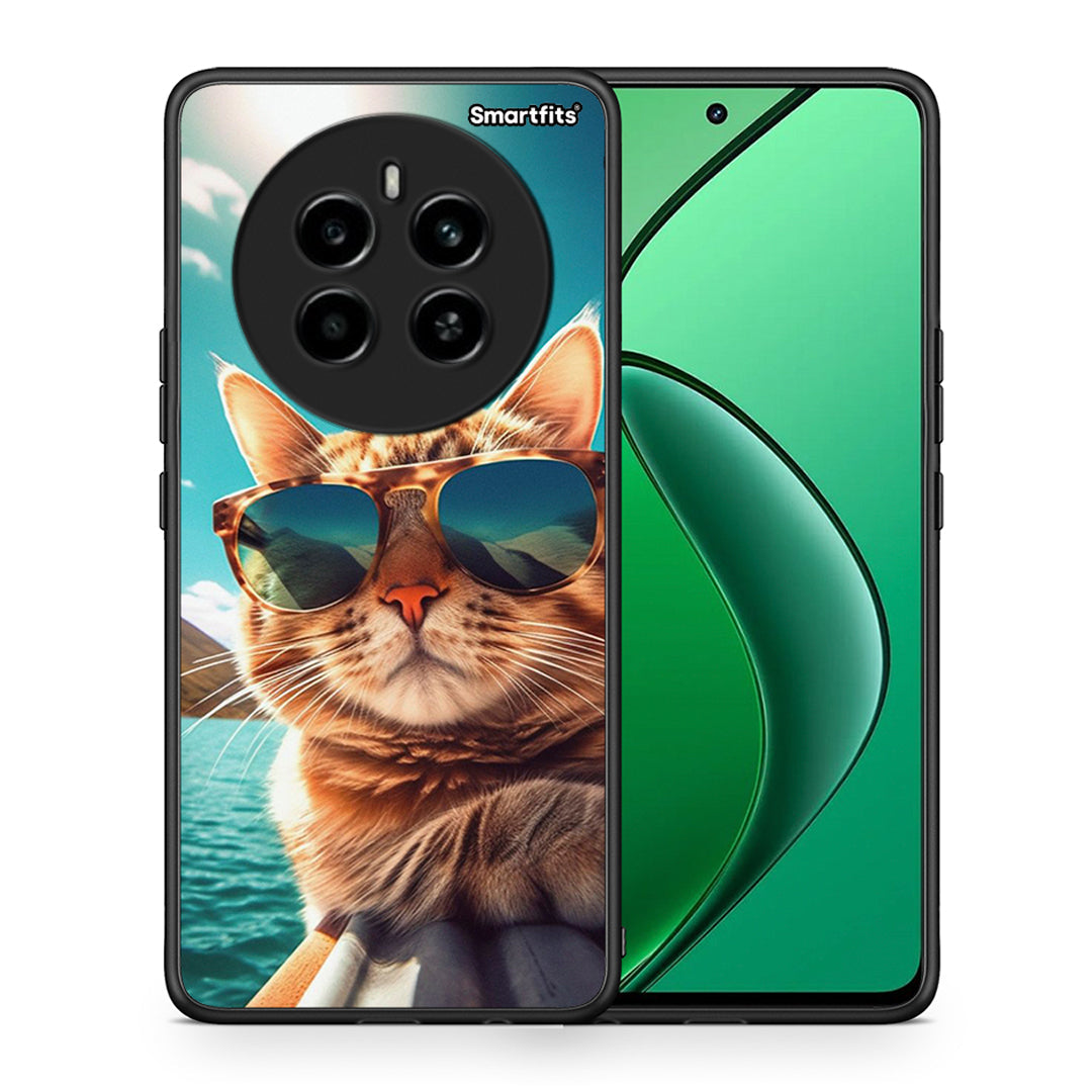 Θήκη Realme 12 4G / 12+ / 13 4G Summer Cat από τη Smartfits με σχέδιο στο πίσω μέρος και μαύρο περίβλημα | Realme 12 4G / 12+ / 13 4G Summer Cat case with colorful back and black bezels