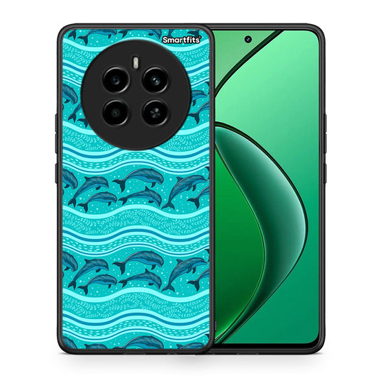 Θήκη Realme 12 4G / 12+ / 13 4G Swimming Dolphins από τη Smartfits με σχέδιο στο πίσω μέρος και μαύρο περίβλημα | Realme 12 4G / 12+ / 13 4G Swimming Dolphins case with colorful back and black bezels