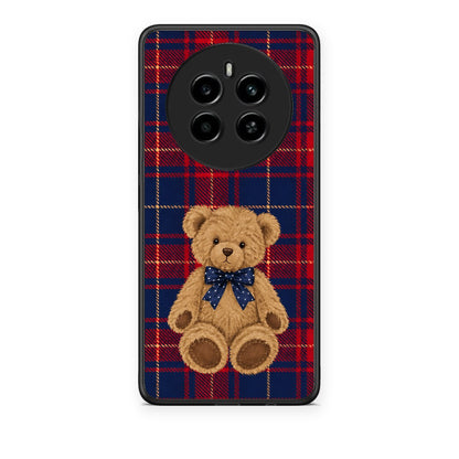 Θήκη Realme 12 4G / 12+ / 13 4G Teddy Bear on Red and Navy Tartan από τη Smartfits με σχέδιο στο πίσω μέρος και μαύρο περίβλημα | Realme 12 4G / 12+ / 13 4G Teddy Bear on Red and Navy Tartan case with colorful back and black bezels
