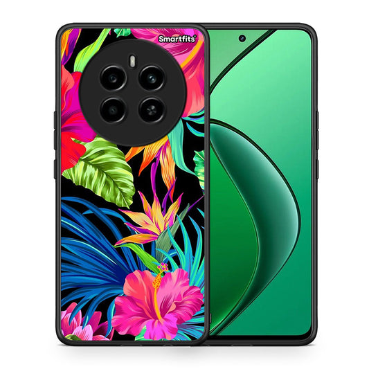 Θήκη Realme 12 4G / 12+ / 13 4G Tropical Flowers από τη Smartfits με σχέδιο στο πίσω μέρος και μαύρο περίβλημα | Realme 12 4G / 12+ / 13 4G Tropical Flowers case with colorful back and black bezels