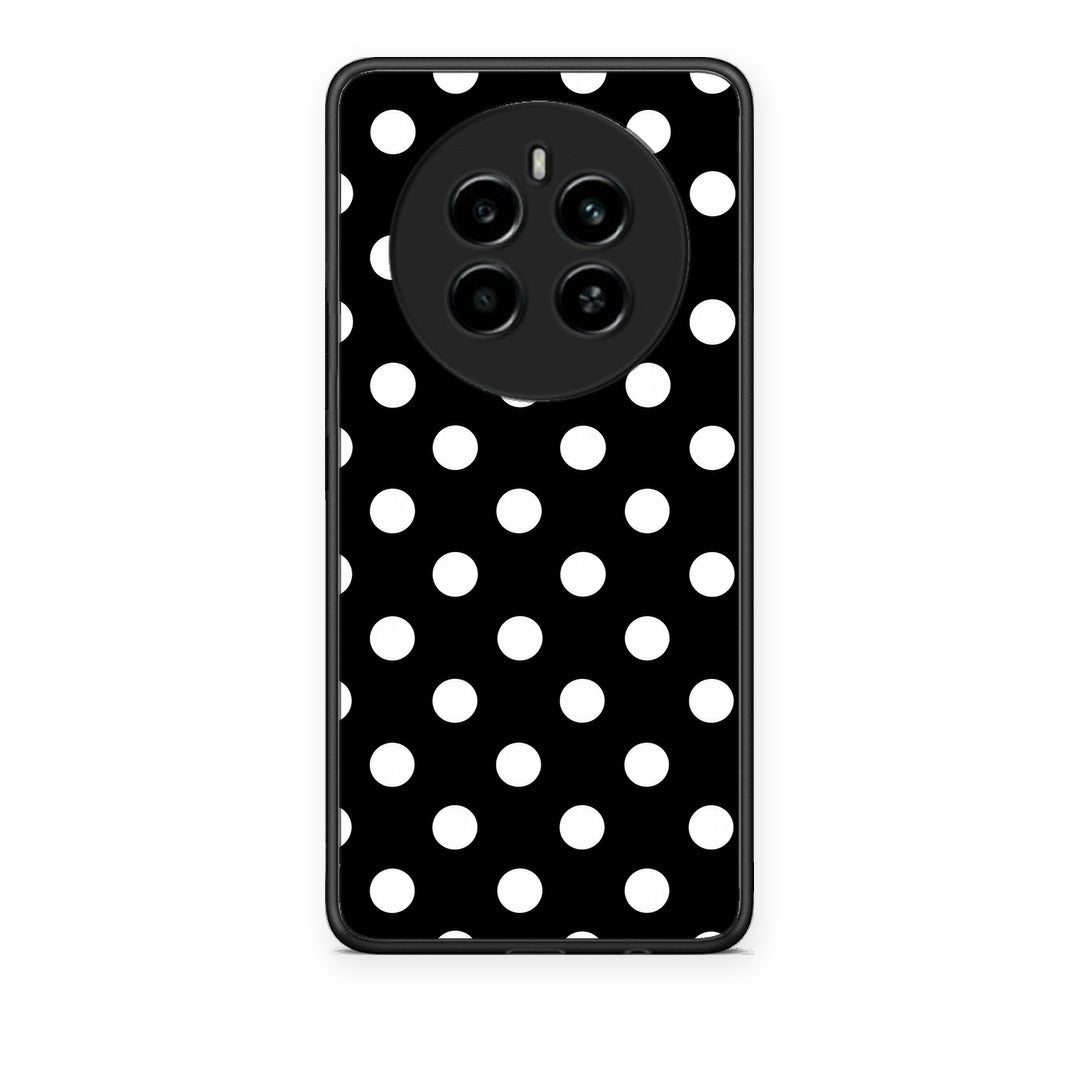 Θήκη Realme 12 4G / 12+ / 13 4G White Polka Dots on Black από τη Smartfits με σχέδιο στο πίσω μέρος και μαύρο περίβλημα | Realme 12 4G / 12+ / 13 4G White Polka Dots on Black case with colorful back and black bezels