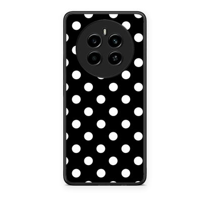 Θήκη Realme 12 4G / 12+ / 13 4G White Polka Dots on Black από τη Smartfits με σχέδιο στο πίσω μέρος και μαύρο περίβλημα | Realme 12 4G / 12+ / 13 4G White Polka Dots on Black case with colorful back and black bezels