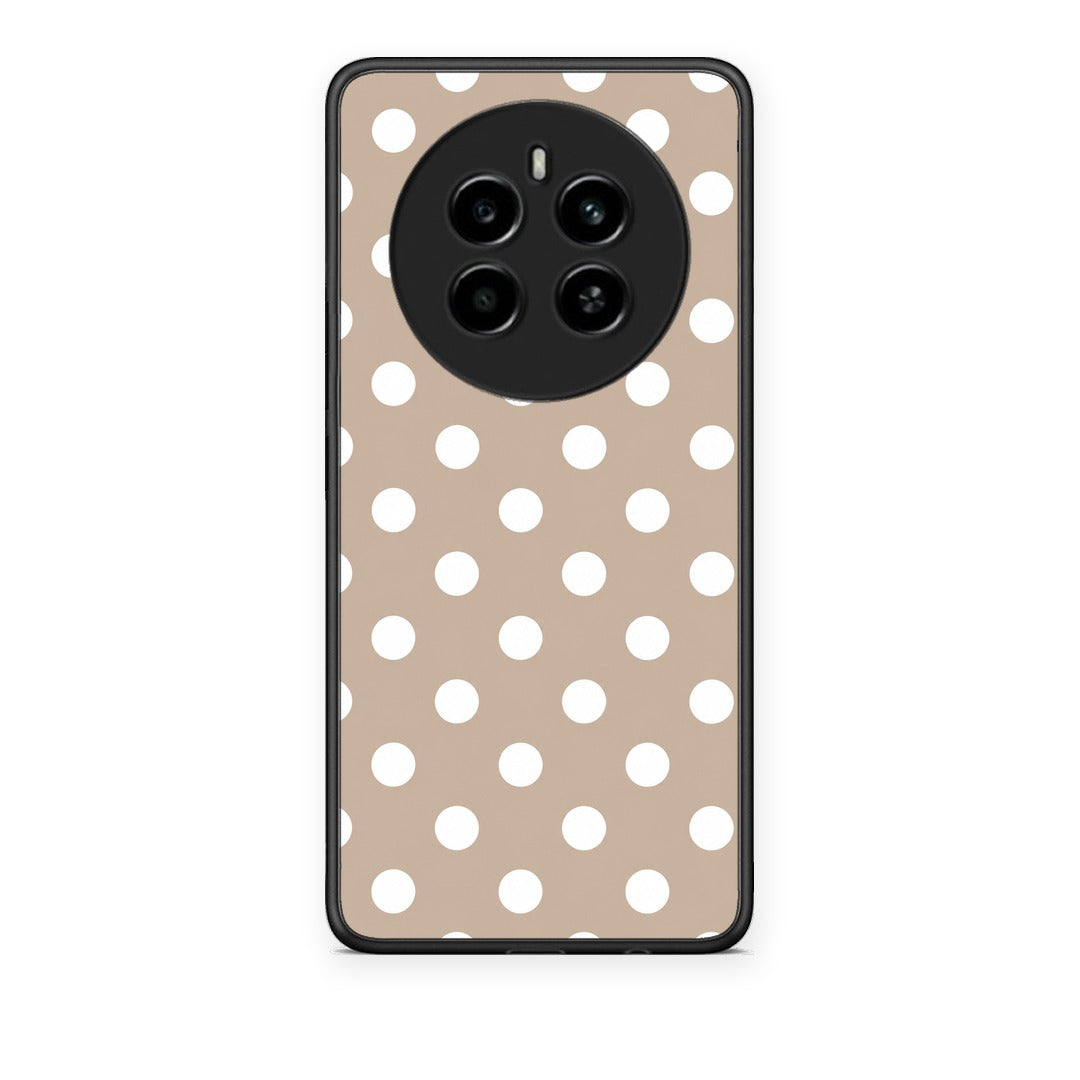 Θήκη Realme 12 4G / 12+ / 13 4G White Polka Dots on Taupe από τη Smartfits με σχέδιο στο πίσω μέρος και μαύρο περίβλημα | Realme 12 4G / 12+ / 13 4G White Polka Dots on Taupe case with colorful back and black bezels