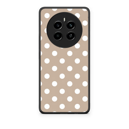 Θήκη Realme 12 4G / 12+ / 13 4G White Polka Dots on Taupe από τη Smartfits με σχέδιο στο πίσω μέρος και μαύρο περίβλημα | Realme 12 4G / 12+ / 13 4G White Polka Dots on Taupe case with colorful back and black bezels