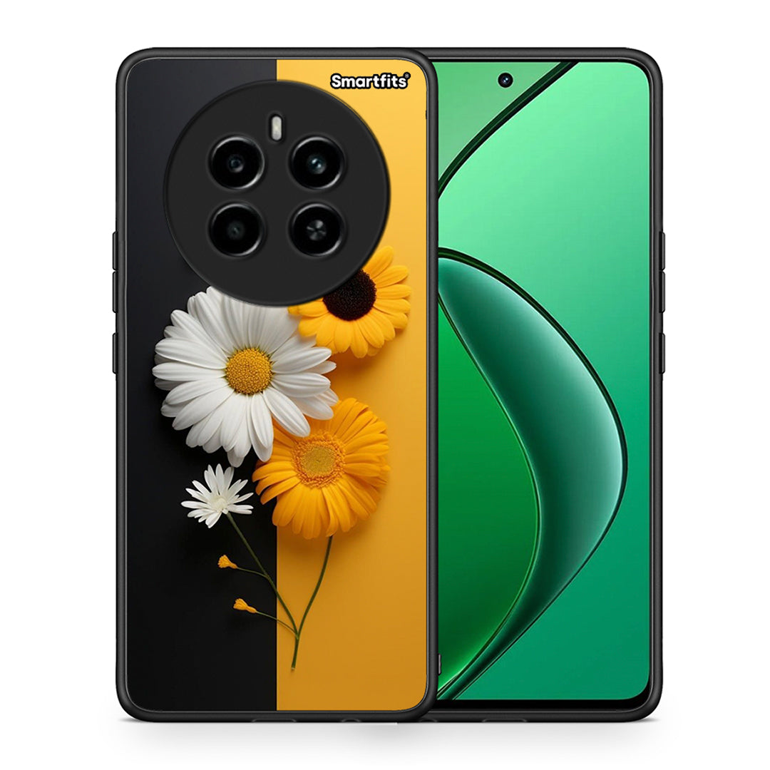 Θήκη Realme 12 4G / 12+ / 13 4G Yellow Daisies από τη Smartfits με σχέδιο στο πίσω μέρος και μαύρο περίβλημα | Realme 12 4G / 12+ / 13 4G Yellow Daisies case with colorful back and black bezels