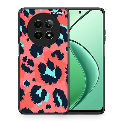 Θήκη Realme 12 5G Pink Leopard Animal από τη Smartfits με σχέδιο στο πίσω μέρος και μαύρο περίβλημα | Realme 12 5G Pink Leopard Animal case with colorful back and black bezels